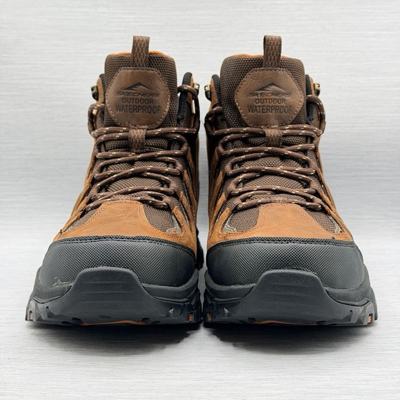 Skechers Waterproof Hiking Boots Men's 9.5 Brown Leather Outdoor Trail 204910 - Picture 4 of 14